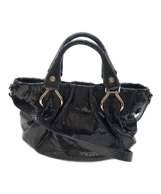 CELINE Hand Shoulder Bag Tote Purse 2way Black Authentic