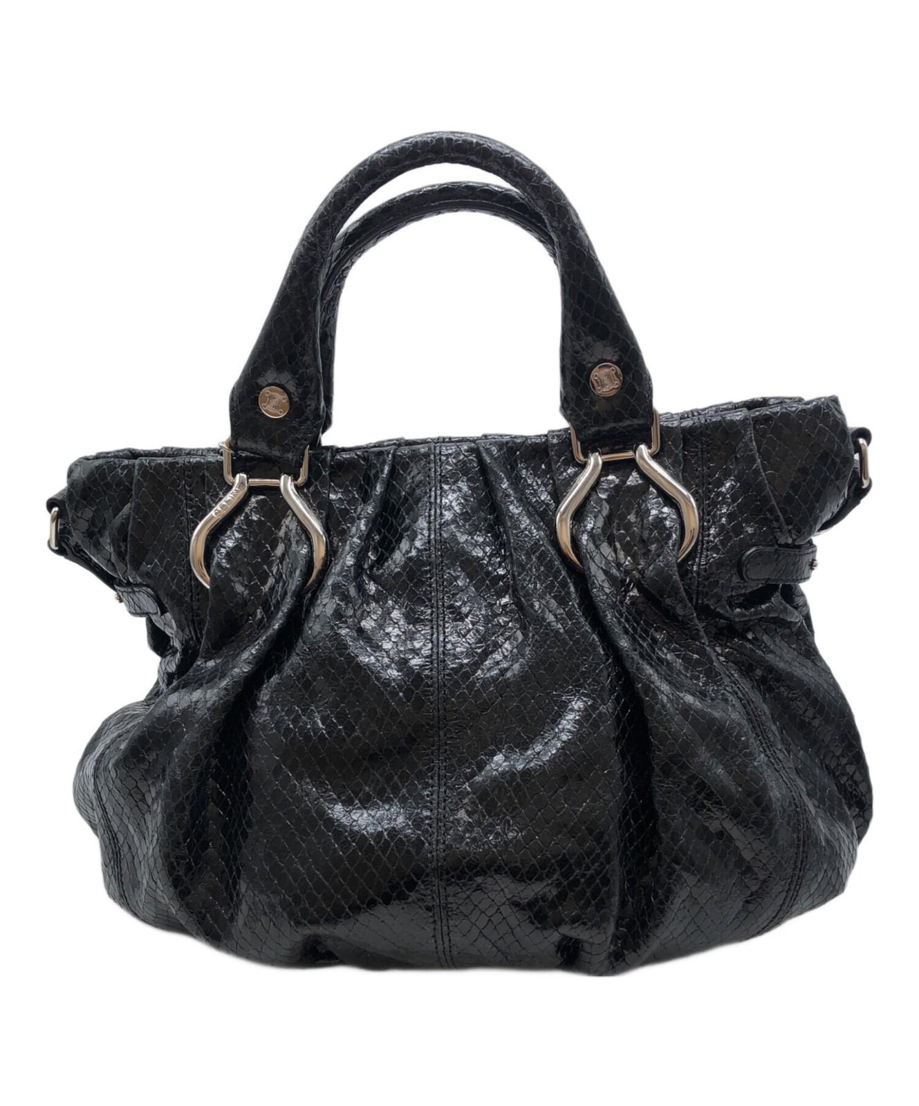 CELINE Hand Shoulder Bag Tote Purse 2way Black Authentic