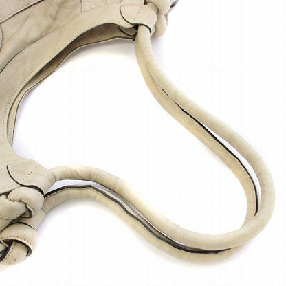 MULBERRY Hand Bag Tote Purse Turn Lock Leather Beige Authentic