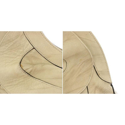 MULBERRY Hand Bag Tote Purse Turn Lock Leather Beige Authentic