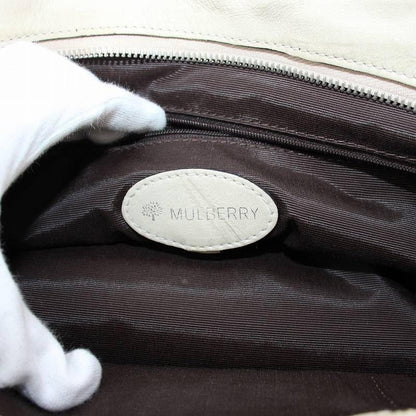 MULBERRY Hand Bag Tote Purse Turn Lock Leather Beige Authentic