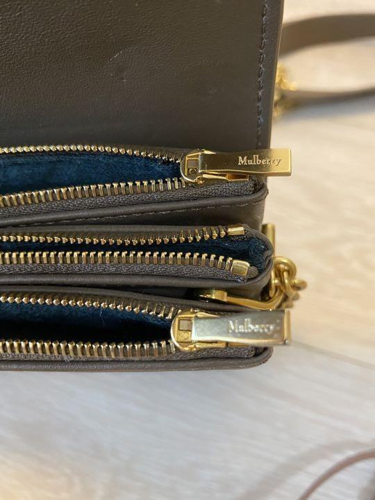 MULBERRY Shoulder Bag Purse Chain Beige Brown Authentic