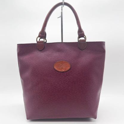 MULBERRY Hand Bag Tote Purse Leather Bordeaux Authentic