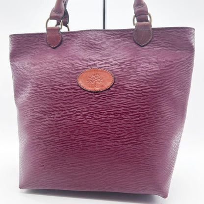 MULBERRY Hand Bag Tote Purse Leather Bordeaux Authentic