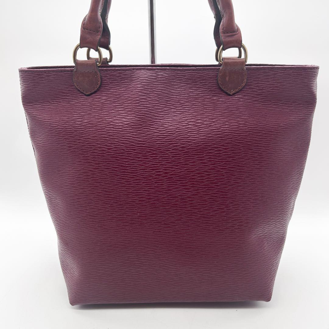 MULBERRY Hand Bag Tote Purse Leather Bordeaux Authentic