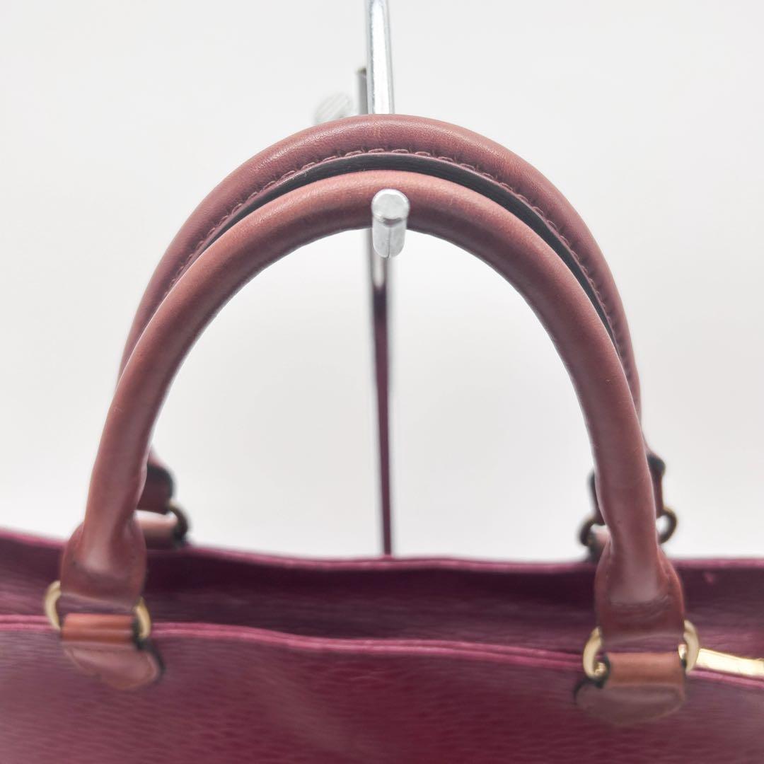 MULBERRY Hand Bag Tote Purse Leather Bordeaux Authentic