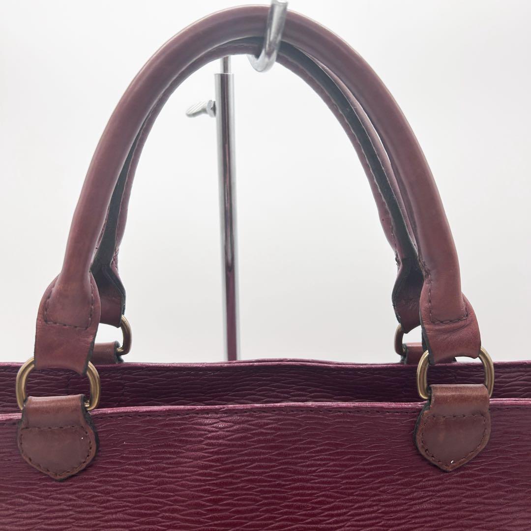 MULBERRY Hand Bag Tote Purse Leather Bordeaux Authentic