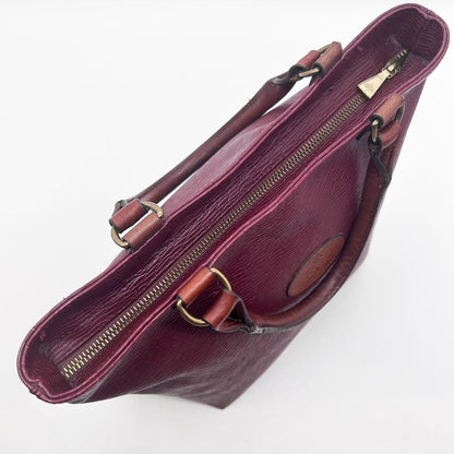 MULBERRY Hand Bag Tote Purse Leather Bordeaux Authentic