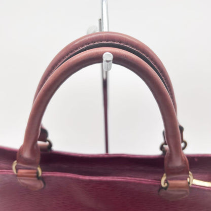 MULBERRY Hand Bag Tote Purse Leather Bordeaux Authentic