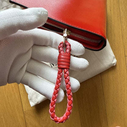 MULBERRY Shoulder Bag Purse Chain Leather Red Authentic