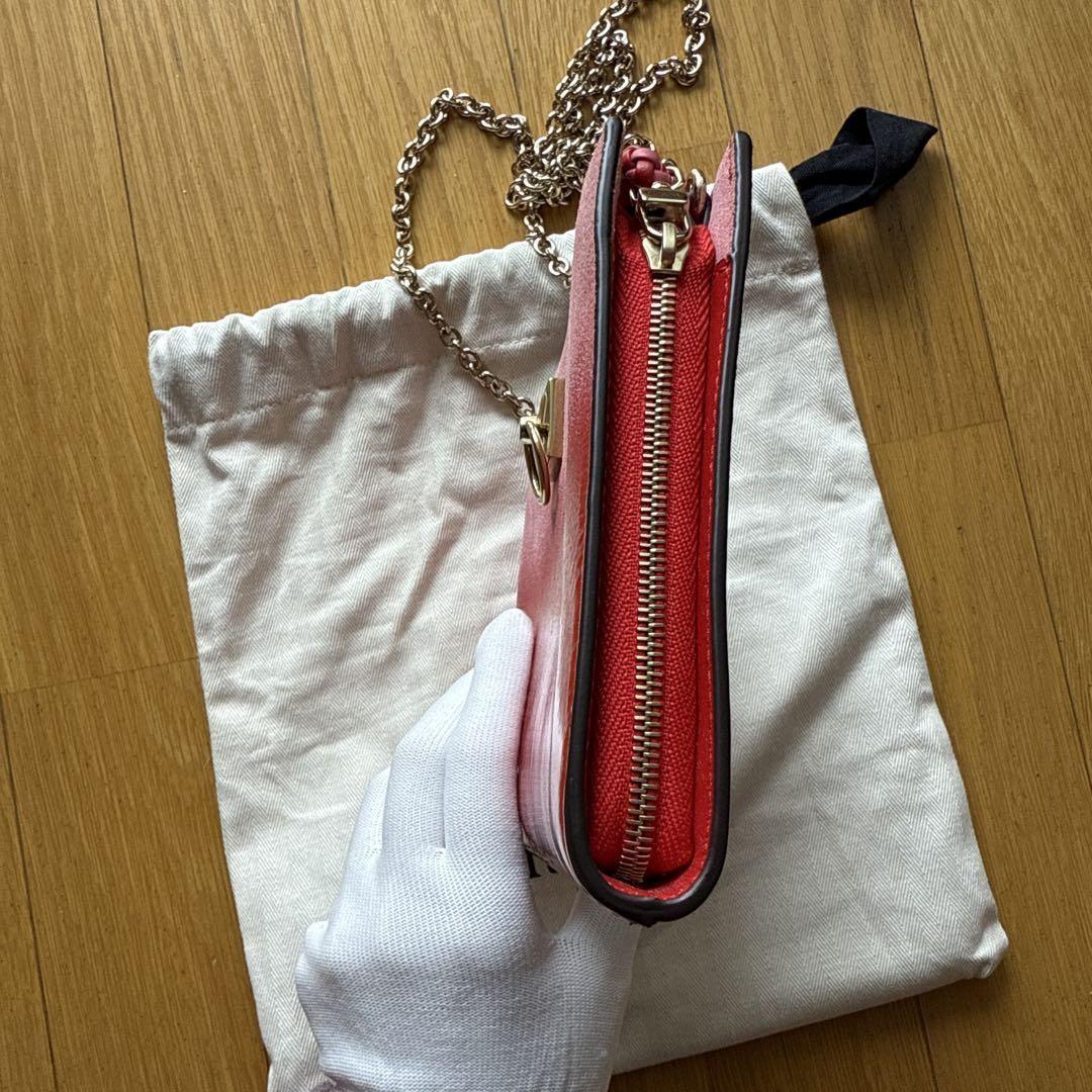 MULBERRY Shoulder Bag Purse Chain Leather Red Authentic