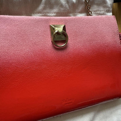 MULBERRY Shoulder Bag Purse Chain Leather Red Authentic