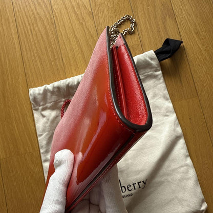 MULBERRY Shoulder Bag Purse Chain Leather Red Authentic