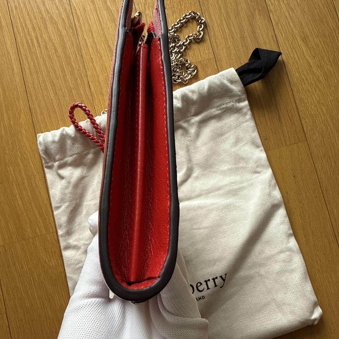 MULBERRY Shoulder Bag Purse Chain Leather Red Authentic