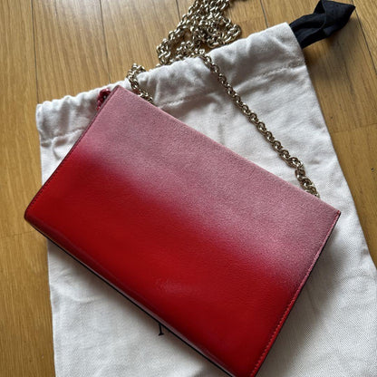 MULBERRY Shoulder Bag Purse Chain Leather Red Authentic