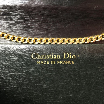 Christian Dior Shoulder Bag Purse Logo Leather Black Authentic