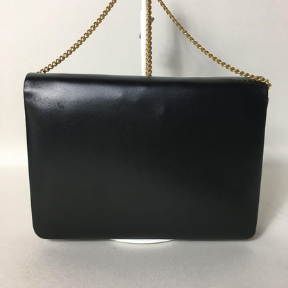 Christian Dior Shoulder Bag Purse Logo Leather Black Authentic