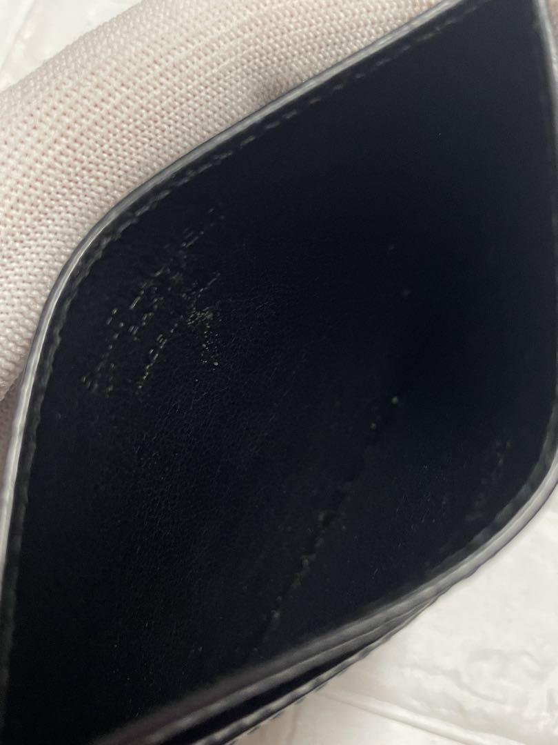 Saint Laurent Card Case Holder Wallet Compact Purse Logo Leather Black Auth