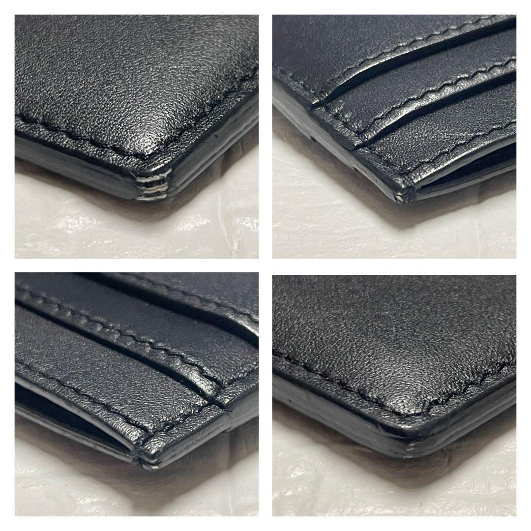 Saint Laurent Card Case Holder Wallet Compact Purse Logo Leather Black Auth