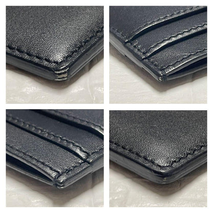 Saint Laurent Card Case Holder Wallet Compact Purse Logo Leather Black Auth