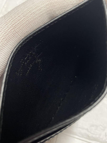 Saint Laurent Card Case Holder Wallet Compact Purse Logo Leather Black Auth