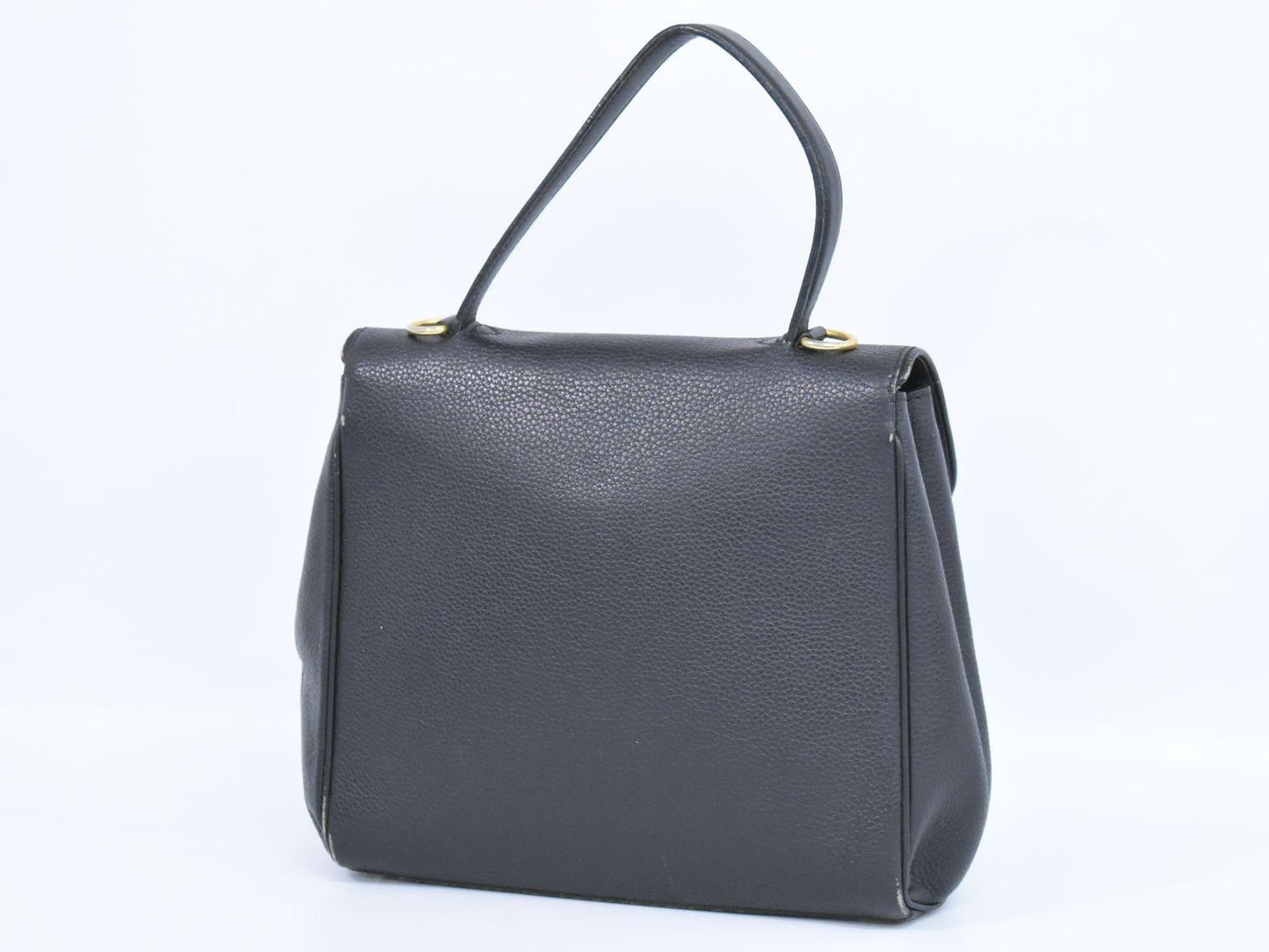 CELINE Hand Bag Tote Purse Leather Black Authentic