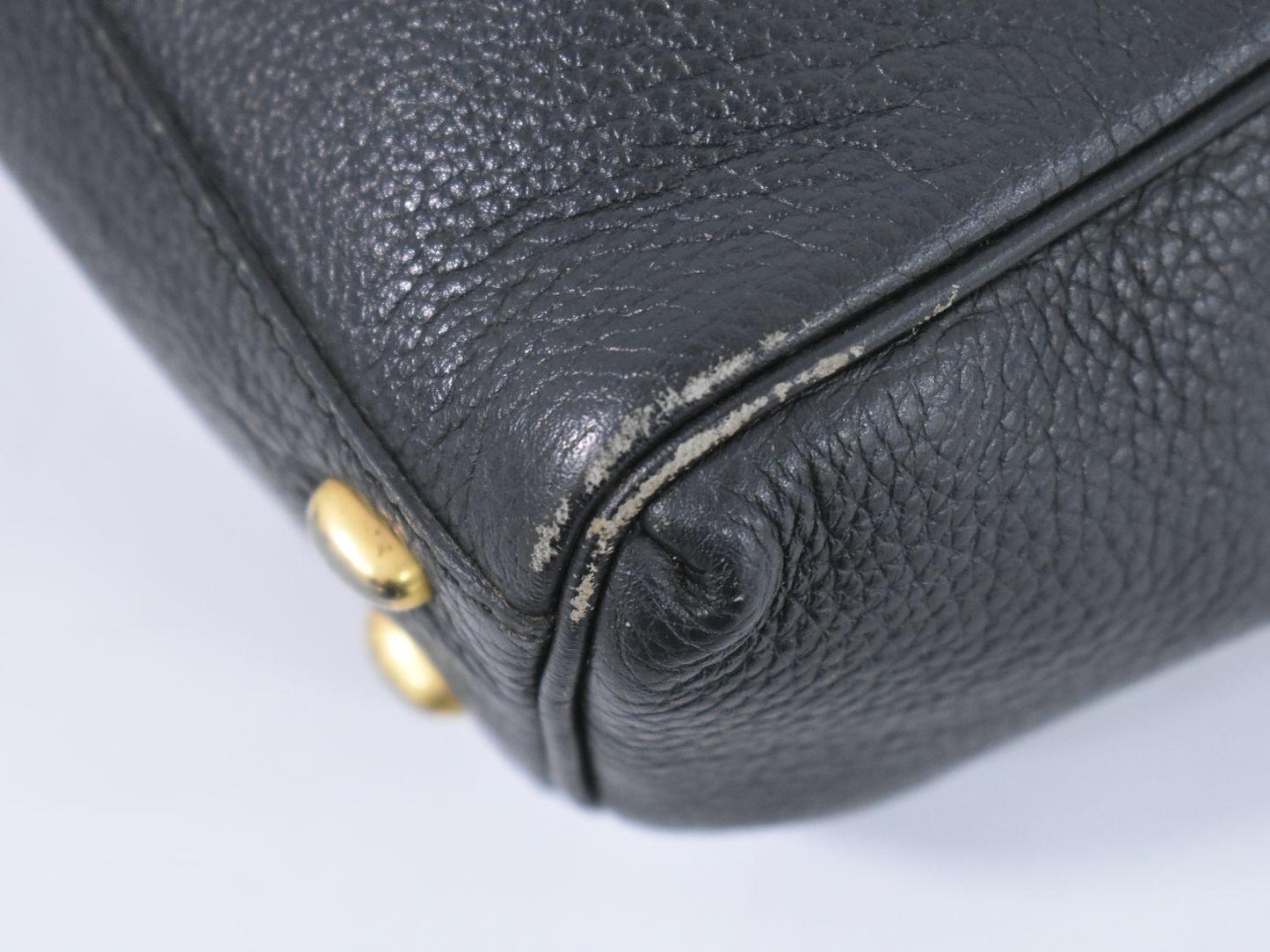 CELINE Hand Bag Tote Purse Leather Black Authentic