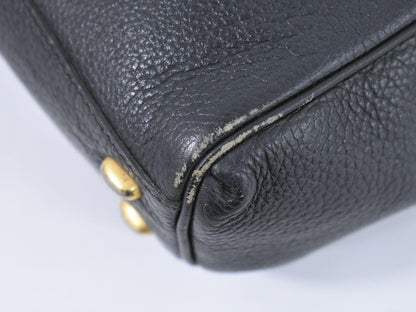 CELINE Hand Bag Tote Purse Leather Black Authentic