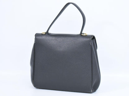 CELINE Hand Bag Tote Purse Leather Black Authentic