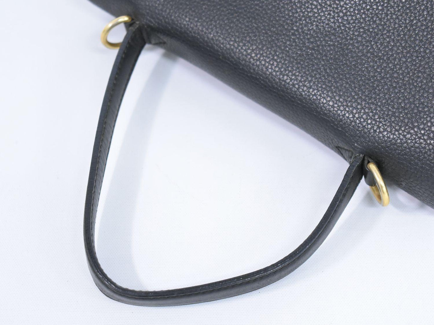 CELINE Hand Bag Tote Purse Leather Black Authentic