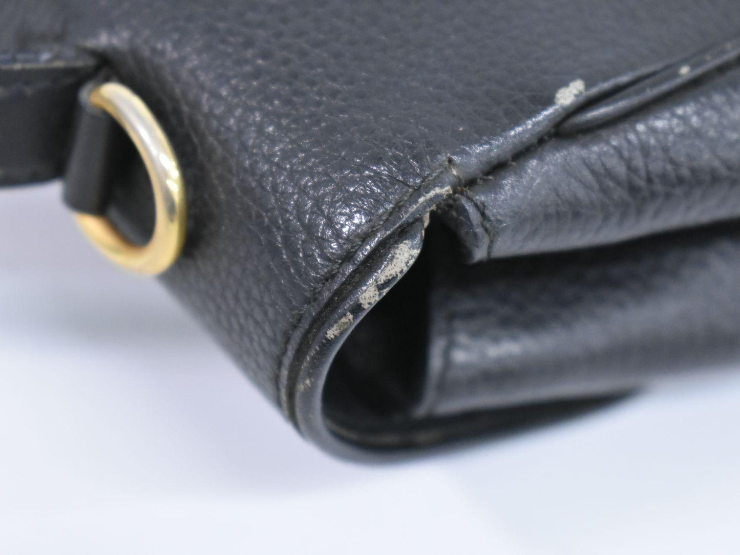 CELINE Hand Bag Tote Purse Leather Black Authentic