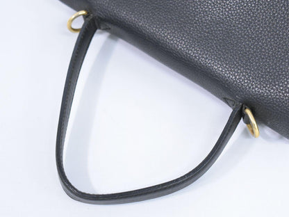 CELINE Hand Bag Tote Purse Leather Black Authentic