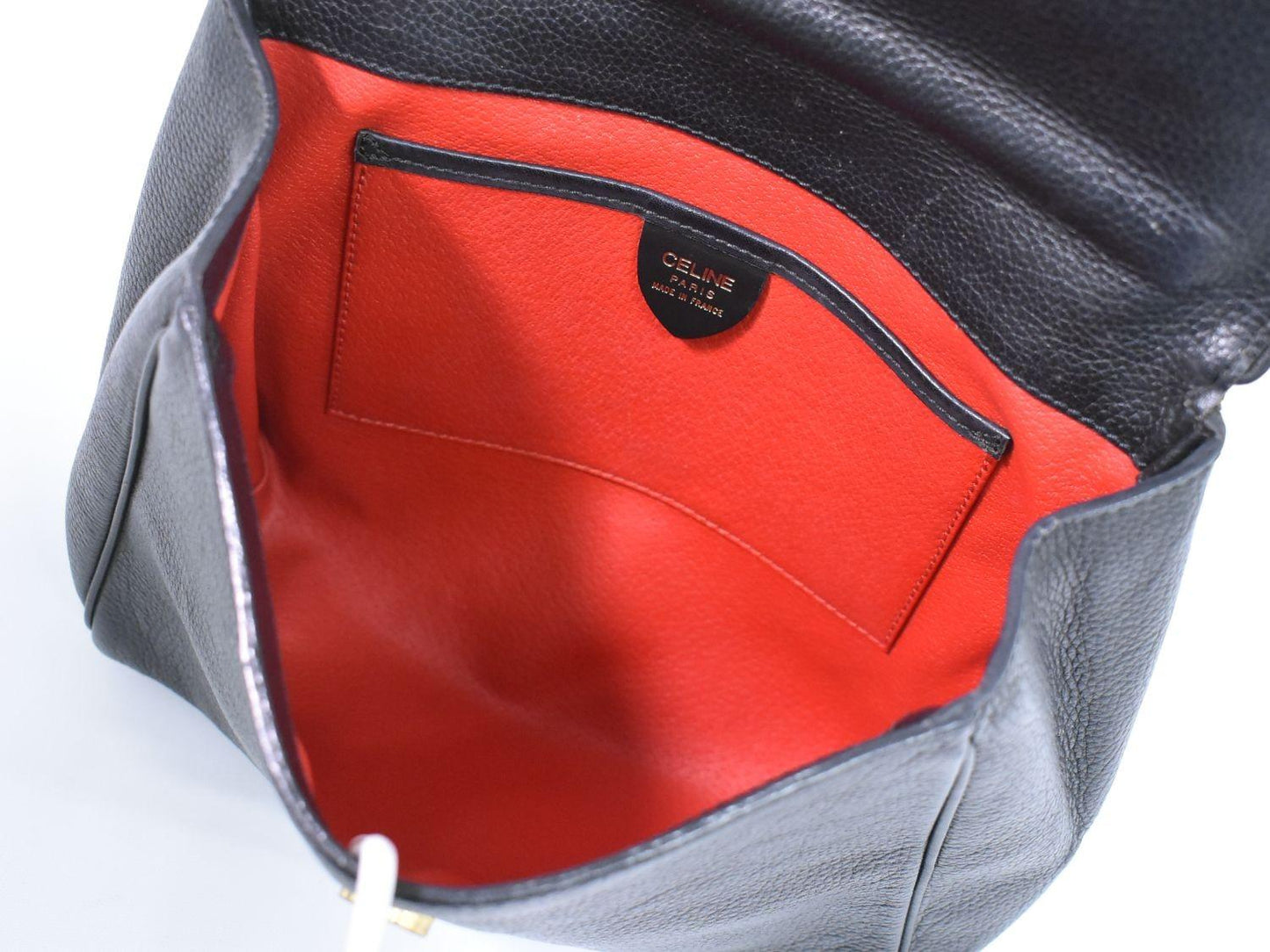 CELINE Hand Bag Tote Purse Leather Black Authentic