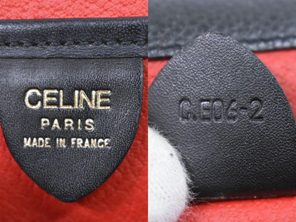 CELINE Hand Bag Tote Purse Leather Black Authentic