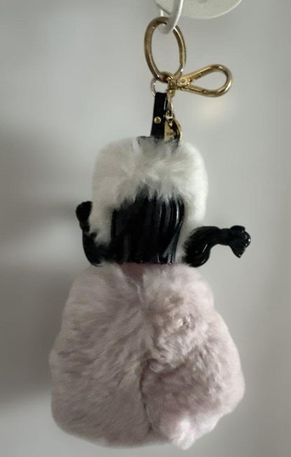 PRADA Key Ring Keychain Bag Charm Fur Multicolor Authentic