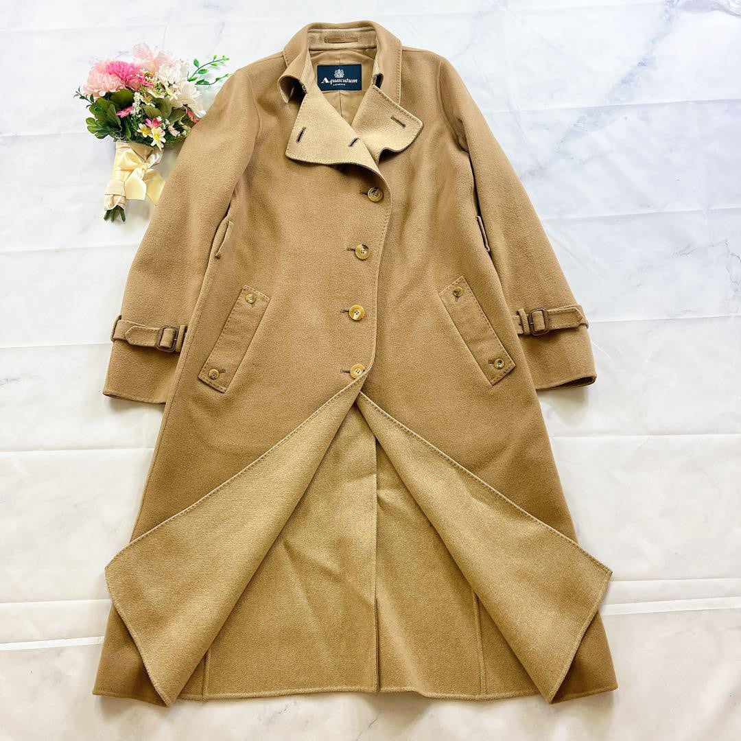 Aquascutum Long Coat Asian fit M US size S Honey Beige Authentic