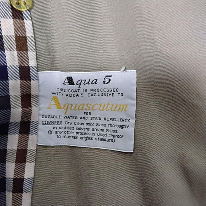 Aquascutum Trench Coat Club Check Asian fit XL US size L Khaki Authentic