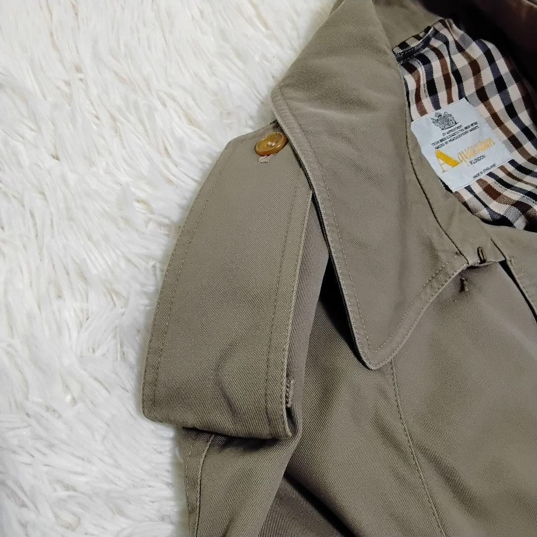 Aquascutum Trench Coat Club Check Asian fit XL US size L Khaki Authentic