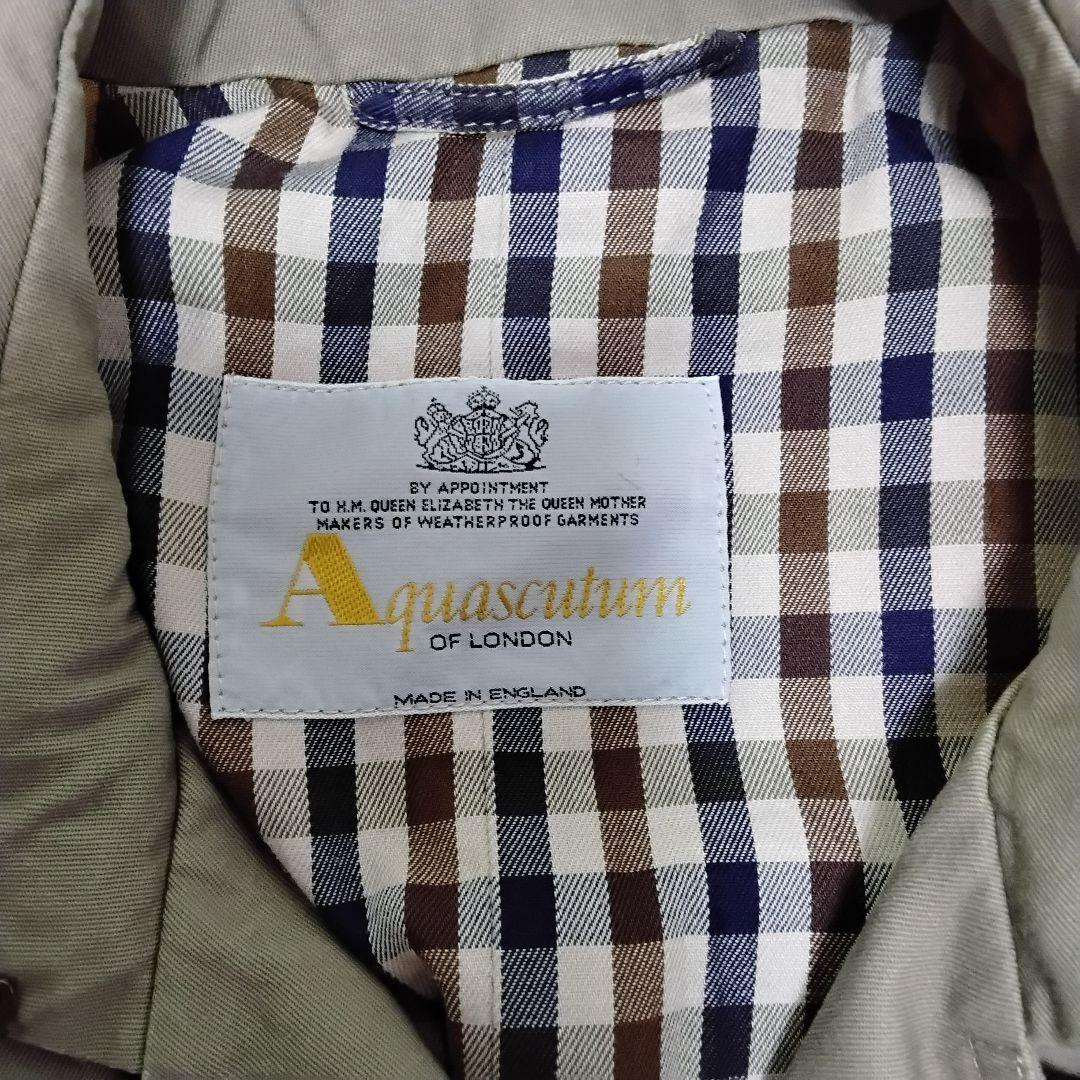 Aquascutum Trench Coat Club Check Asian fit XL US size L Khaki Authentic