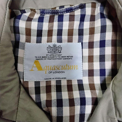Aquascutum Trench Coat Club Check Asian fit XL US size L Khaki Authentic