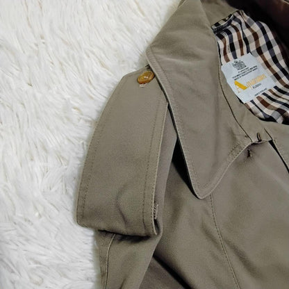 Aquascutum Trench Coat Club Check Asian fit XL US size L Khaki Authentic