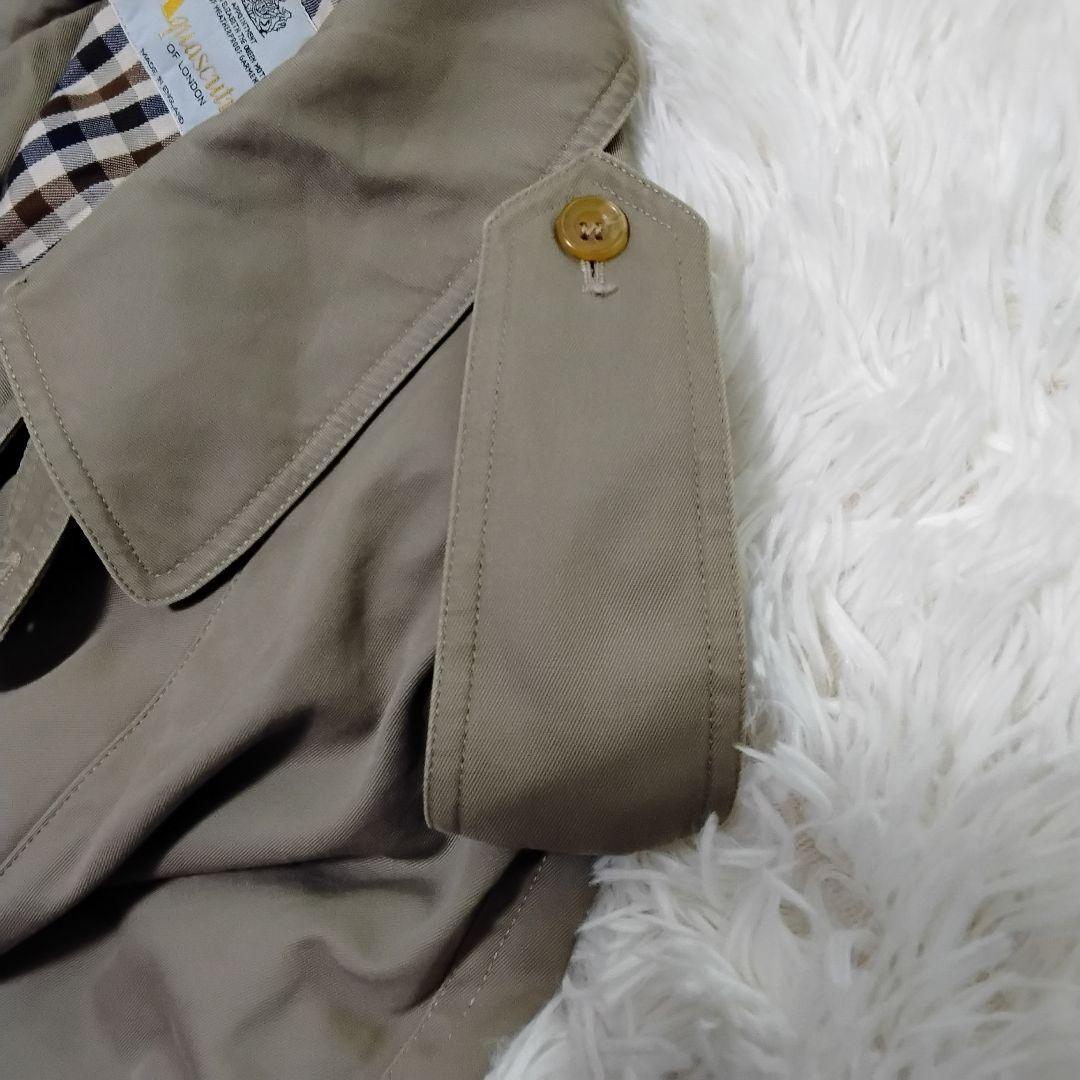 Aquascutum Trench Coat Club Check Asian fit XL US size L Khaki Authentic