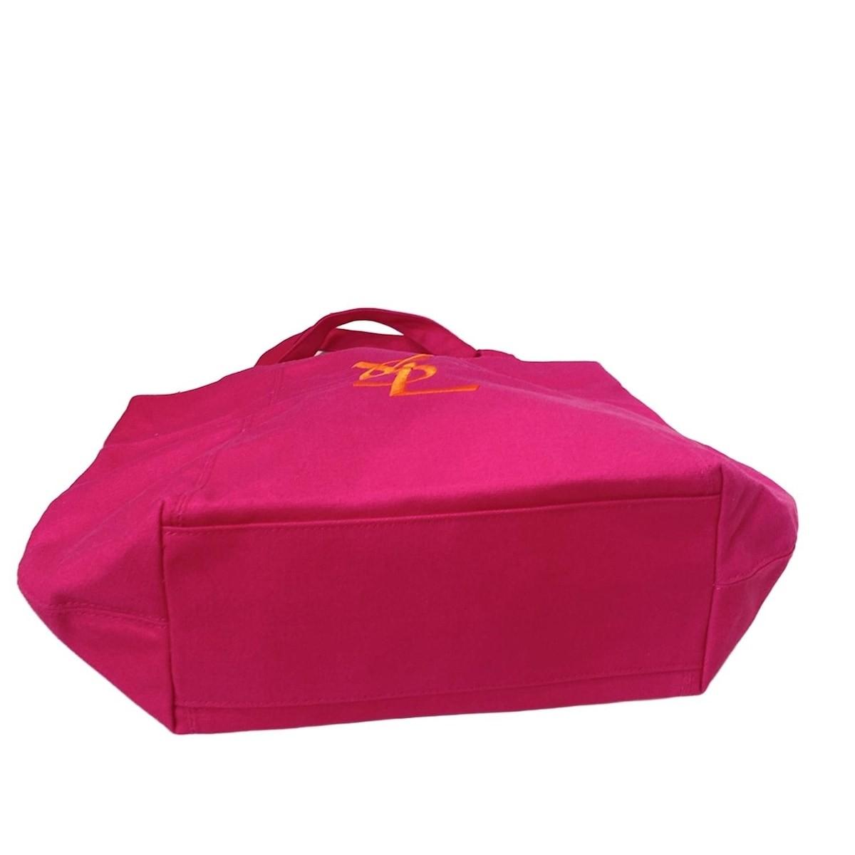 Saint Laurent PARFUMS Hand Bag Tote Purse YSL Cassandra Canvas Pink Orange Auth