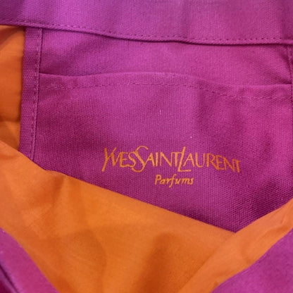 Saint Laurent PARFUMS Hand Bag Tote Purse YSL Cassandra Canvas Pink Orange Auth