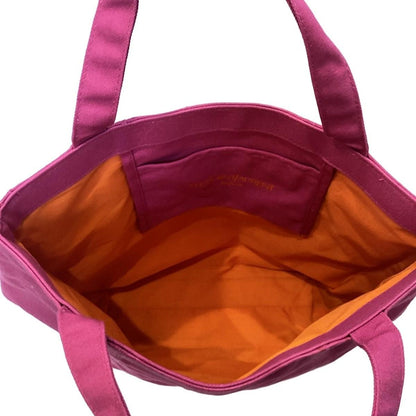 Saint Laurent PARFUMS Hand Bag Tote Purse YSL Cassandra Canvas Pink Orange Auth