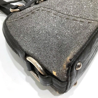 Saint Laurent Hand Bag Tote Purse Muse Leather Gray Glitter Authentic