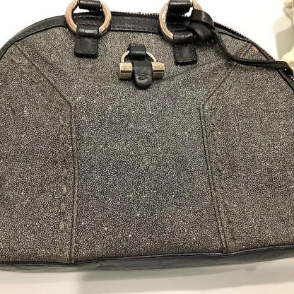 Saint Laurent Hand Bag Tote Purse Muse Leather Gray Glitter Authentic