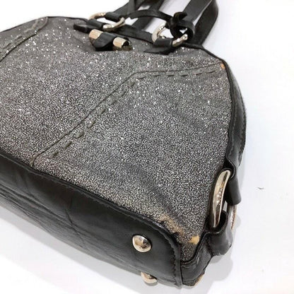 Saint Laurent Hand Bag Tote Purse Muse Leather Gray Glitter Authentic