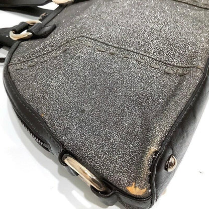Saint Laurent Hand Bag Tote Purse Muse Leather Gray Glitter Authentic