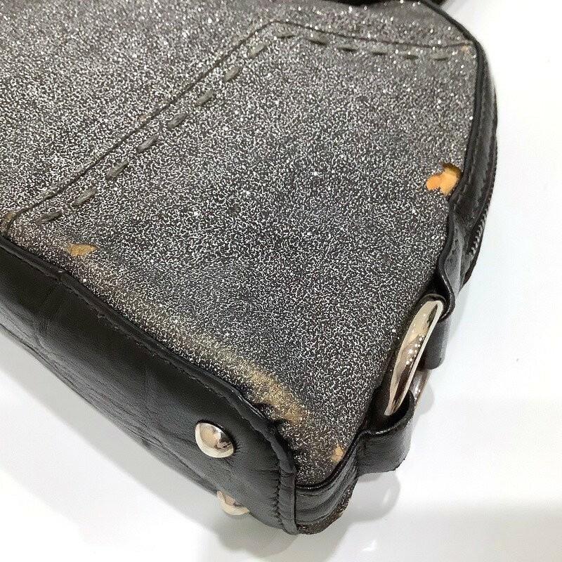 Saint Laurent Hand Bag Tote Purse Muse Leather Gray Glitter Authentic